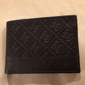 Guess Embossed Dark Brown Leather Wallet